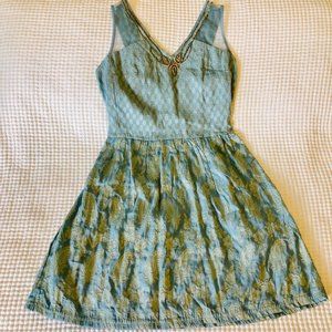 Modcloth Embroidered & Beaded Party Dress in Blue (L) NWT